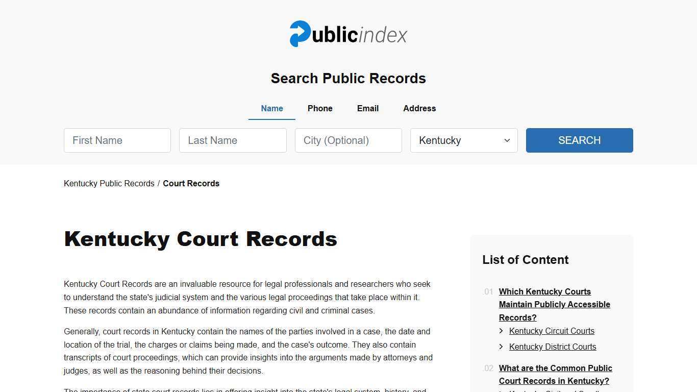 Kentucky Court Records and Case Search